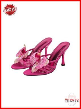 GORGLITTER Women's Faux Leather Pointed Toe Heeled Sandals for Wedding